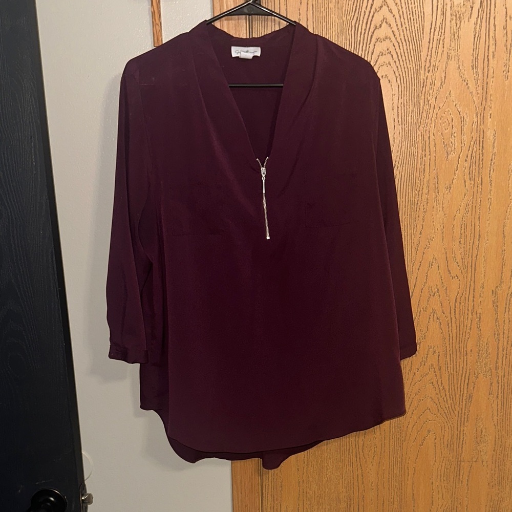 Jaclyn Smith Women's Burgundy Blouse